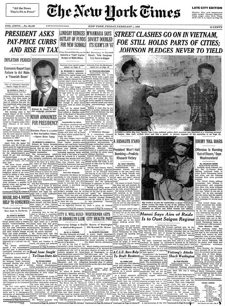 Three pages from newspapers that printed “Saigon Execution.”