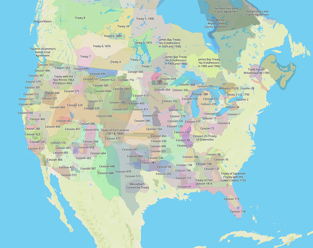 Three screenshots of North America visualizing and labeling sections of land through different filters.