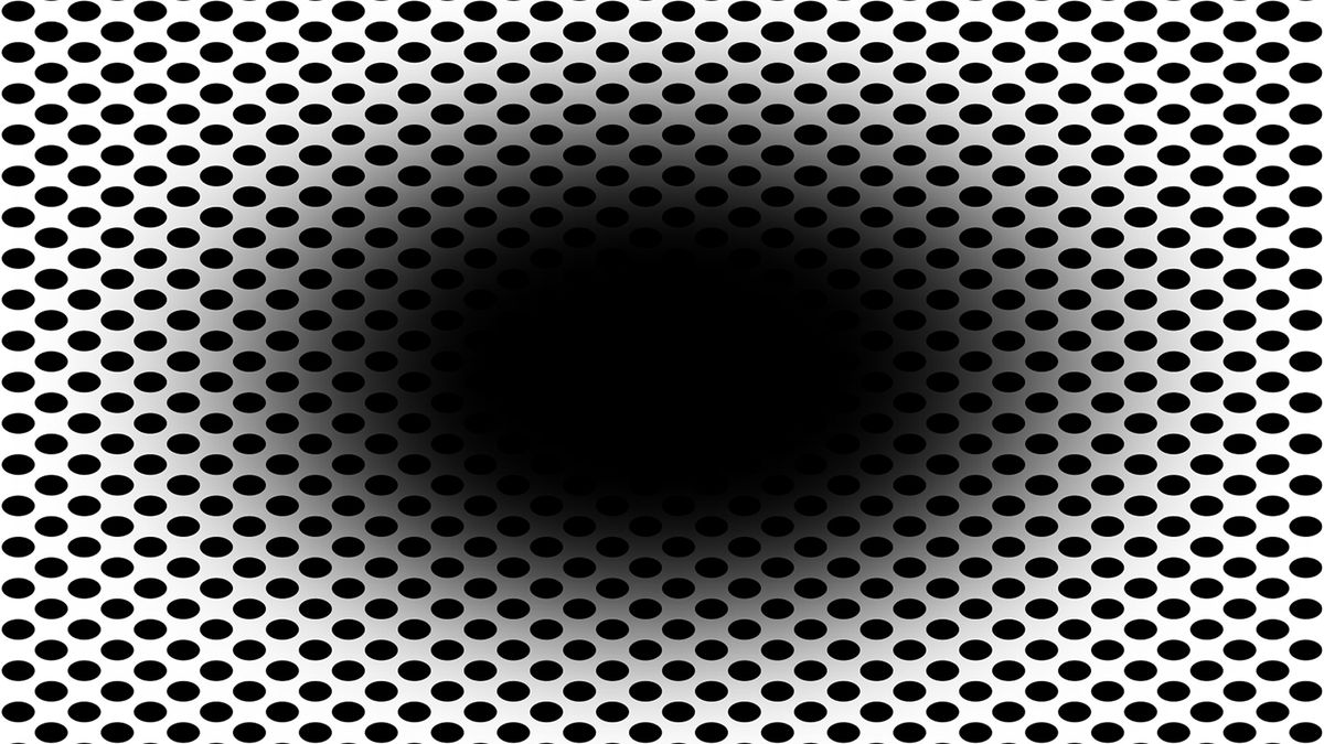 Two circles overlaid with horizontal stripes. The circles appear different colors though they are the same.