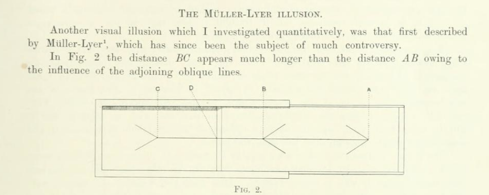 Diagram of the design of the Müller-Lyon box to be used in the Cambridge Expedition experiments.